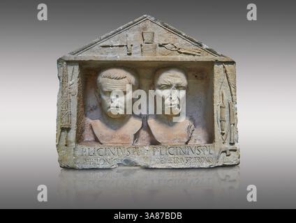 Ritratti funerari romani di Publio Licinio Filonico e Publio Licinio Demetrio, liberti romani. 30-10 a.C. da Villa Muti, Frascati, Ita Foto Stock