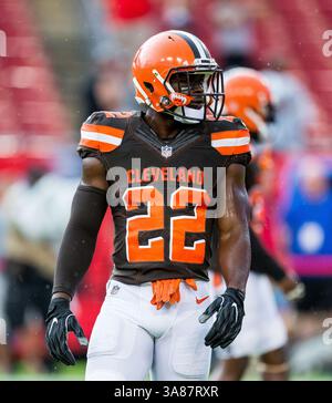26 agosto 2017 - il linebacker dei Cleveland Browns Jabrill Peppers (22) prima della partita tra i Cleveland Browns e i Tampa Bay Buccaneers al Raymond James Stadium di Tampa, Florida. Del Mecum/CSM(immagine di credito: &Copy; del Mecum/CSM tramite filo ZUMA) Foto Stock