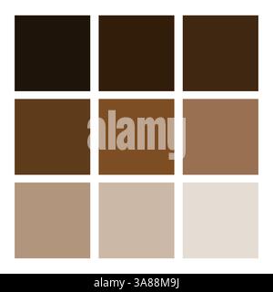 Tavolozza dei colori marrone. Toni neutri caldi. Vettore griglia gradiente. Simbolo grafico a colori. Illustrazione Vettoriale