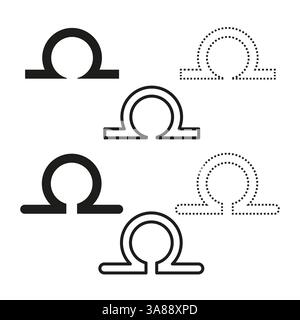 Icone zodiacali Libra. Design minimalista. Simboli in bianco e nero. Illustrazioni vettoriali moderne. Illustrazione Vettoriale