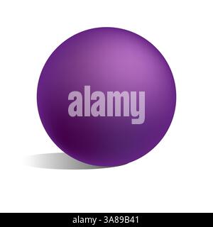 Illustrazione della sfera viola. Pallina lucida realistica. Forma rotonda 3D uniforme. Immagine vettoriale minima. Illustrazione Vettoriale