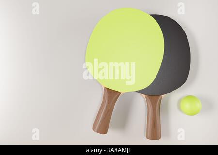 Palla da ping pong e palla, perfetti per attività sportive divertenti. rendering 3d. Foto Stock