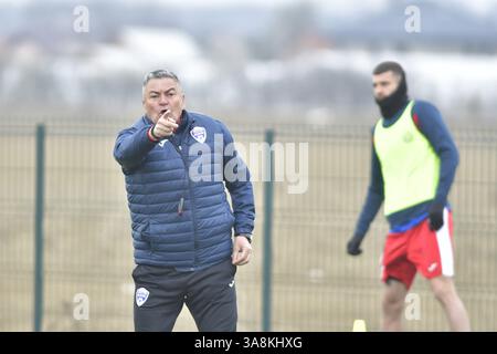 Ilie Stan - allenatore di Gloria Buzau , Superliga rumena Foto Stock