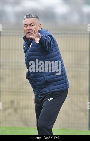 Ilie Stan - allenatore di Gloria Buzau , Superliga rumena Foto Stock