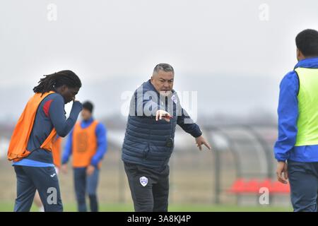 Ilie Stan - allenatore di Gloria Buzau , Superliga rumena Foto Stock