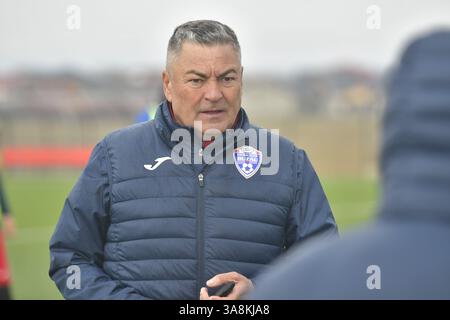Ilie Stan - allenatore di Gloria Buzau , Superliga rumena Foto Stock