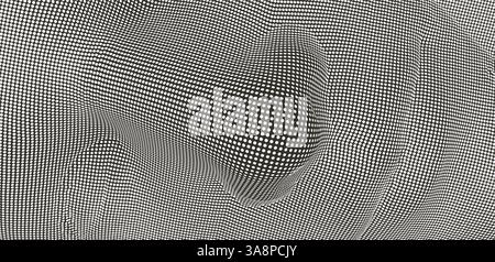 3D faccia umana estrusa da pattern punteggiato. Tecnologia e concetto di robotica. Mascheramento sociale anonimo. Illustrazione del cybercrimine e della sicurezza vettoriale. Illustrazione Vettoriale