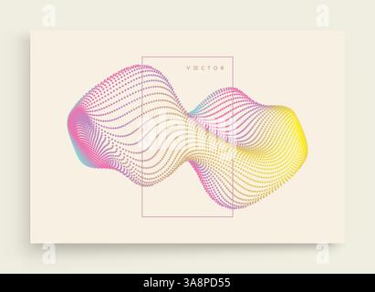 Onda digitale astratta con particelle dinamiche. Onda sonora. Visualizzazione dei big data. illustrazione vettoriale 3d per aziende, scienze o tecnologia. Illustrazione Vettoriale