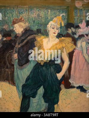 Pittura di Henri de Toulouse-Lautrec; Toulouse Lautrec, 'il Clown Cha-U-Kao', 1895, il Moulin Rouge. Stile di vita parigino del XIX secolo e ritratto di donna. Foto Stock