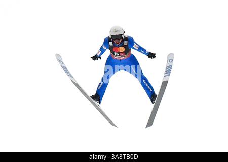 Planica Nordic Centre, Slovenia. 29 marzo 2025. Planica, Slovenia, 29 marzo 2025: La Polonia di Piotr Zyla in azione durante la gara maschile di Sci volante HS240 Team alla FIS Ski Jumping World Cup 2025 (Natasa Kupljenik/SPP) crediti: SPP Sport Press Photo. /Alamy Live News Foto Stock