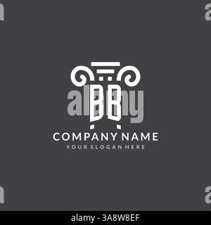 Logo BB monogramma per studio legale con icona a colonna in stile geometrico moderno e creativo Illustrazione Vettoriale