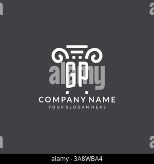 Logo Monogram GP per studio legale con icona a colonna in stile geometrico moderno e creativo Illustrazione Vettoriale