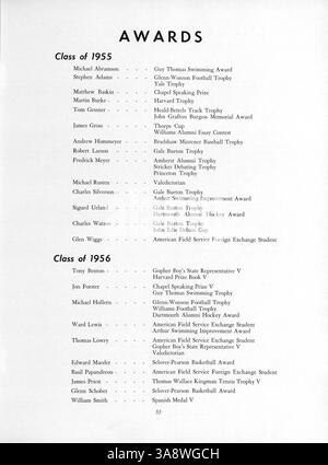 L'edizione 1956 del Blake Yearbook, 'Call-o-PAN', cattura l'essenza dell'anno scolastico 1955-1956, documentando la vita degli studenti, le squadre atletiche, la facoltà e i club scolastici della Blake School. Foto Stock