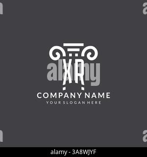 Logo Monogram XR per studio legale con icona pilastro in stile geometrico moderno e creativo Illustrazione Vettoriale
