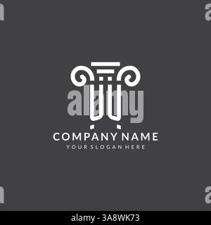 Logo UU monogramma per studio legale con icona a colonna in stile geometrico moderno e creativo Illustrazione Vettoriale