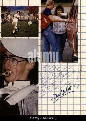 Questo annuario delle scuole superiori dell'anno scolastico 1985-1986 include studenti, docenti, club, atletica leggera e vari eventi della Jefferson High School nella contea di Hennepin. Foto Stock