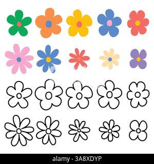 Un set di colori diversi multicolore. Disegnato a mano. Illustrazione vettoriale. Illustrazione Vettoriale