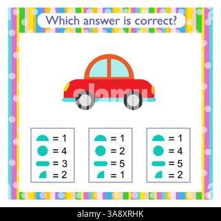 Attività matematica per bambini. È necessario trovare la risposta corretta. Attività del foglio di lavoro in età prescolare. Illustrazione vettoriale. Illustrazione Vettoriale