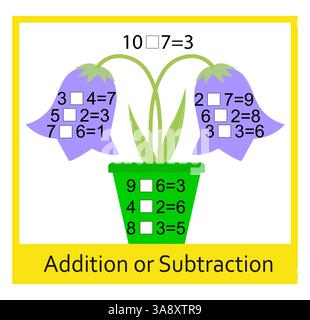Attività matematica per bambini. Sviluppo di competenze di calcolo. Intervallo numerico fino a 10. Illustrazione vettoriale. Illustrazione Vettoriale