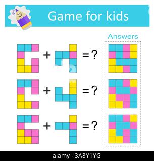 Attività di attenzione per i bambini. Test di formazione IQ. Foglio di lavoro stampabile. Illustrazione Vettoriale