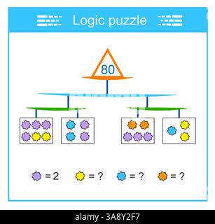 Puzzle logico. Test di formazione IQ. Foglio di lavoro stampabile. Illustrazione vettoriale. Illustrazione Vettoriale