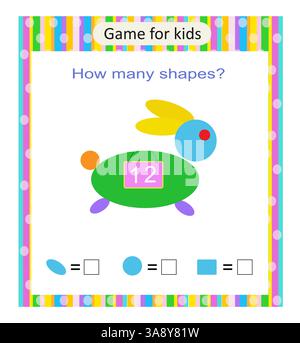 Attività matematica per bambini. Quante forme ci sono? Sviluppo di competenze di calcolo. Illustrazione vettoriale. Illustrazione Vettoriale