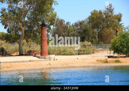 Replica del faro di Currituck Beach a Lake Havasu City, Arizona, Stati Uniti Foto Stock