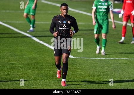 Kiev, Ucraina. 29 marzo 2025. Kiev, Ucraina 29 marzo 2025 Santana Alisson durante la partita di Premier League Ucraina VBET tra Obolon Kiev e Shakhtar - Obolon Arena a Kiev, Ucraina (KUBANOV PAVLO UKR/SPP) crediti: SPP Sport Press Photo. /Alamy Live News Foto Stock