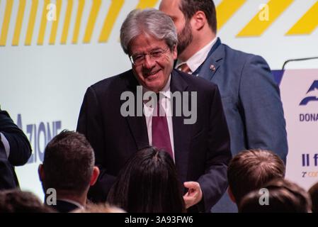 Roma, Italia. 29 marzo 2025. Paolo Gentiloni partecipa al congresso azione a Roma. Credito: SOPA Images Limited/Alamy Live News Foto Stock