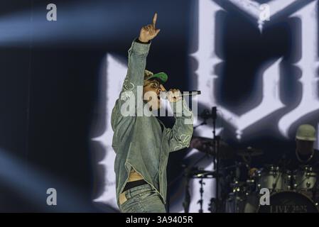 Roma, Italia. 29 marzo 2025. Geolier, vero nome Emanuele Palumbo, si esibisce durante il live del 29 marzo 2025 al Palazzo dello Sport di Roma, Italia Credit: Live Media Publishing Group/Alamy Live News Foto Stock