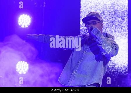 Roma, Italia. 29 marzo 2025. Geolier, vero nome Emanuele Palumbo, si esibisce durante il live del 29 marzo 2025 al Palazzo dello Sport di Roma, Italia Credit: Live Media Publishing Group/Alamy Live News Foto Stock