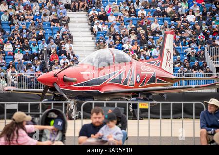 Aerei da addestramento PC-21 della Royal Australian Air Force Pilatus in mostra al recente Avalon / Melbourne Airshow Foto Stock