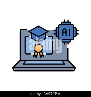 Icona IA nella linea Education. Elemento isolato vettoriale. Traccia modificabile. Illustrazione Vettoriale