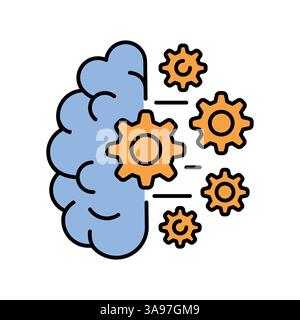Icona della linea di apprendimento automatico (ML). Elemento isolato vettoriale. Traccia modificabile. Illustrazione Vettoriale