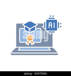 Icona IA nella linea Education. Elemento isolato vettoriale. Traccia modificabile. Illustrazione Vettoriale