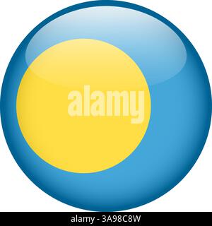 Bandiera di Palau, pulsante rotondo icona lucida Illustrazione Vettoriale