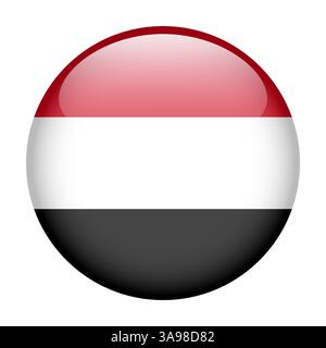 Bandiera dello Yemen, pulsante rotondo icona lucida Illustrazione Vettoriale