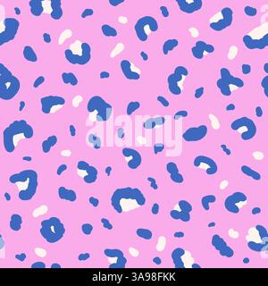 Motivo monocromatico astratto leopardato senza cuciture. Sfondo infinito con stampe animali. Copertura ripetuta della pelle di ghepardo o pantera. Vettore disegnato a mano rosa AN Illustrazione Vettoriale