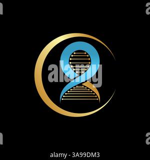 Design del logo concept grafico creativo premium immagine stock vettoriale top sell iniziale CR R font DNA elica infinità clone tecnologia genetica evoluzione vita Illustrazione Vettoriale