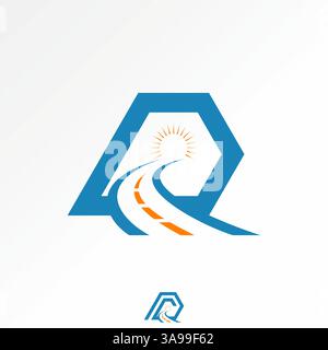 Design del logo concept grafico immagine vettoriale premium creativa TOP sell iniziale font D corsivo strada con raggi alla fine del trasporto di auto stradali monogramma Illustrazione Vettoriale