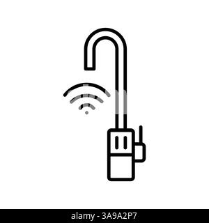 icona con linea nera del rubinetto d'acqua intelligente per progetti digitali e di stampa. Icone di pulizia minime per applicazioni e siti Web. Icone semplici e moderne per UI UX e marchio Illustrazione Vettoriale
