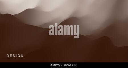 Paesaggio con montagne e nebbia. Terreno montuoso. Abstract background. Illustrazione Vettoriale. Illustrazione Vettoriale