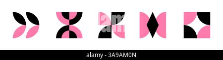 Set, raccolta di forme geometriche. Set alla moda con forme diverse. Bauhaus, futuristico, memphis. set di forme bauhaus nere, geometriche abstrac Illustrazione Vettoriale