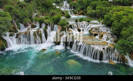 Cascate di Krka con acqua turchese Foto Stock