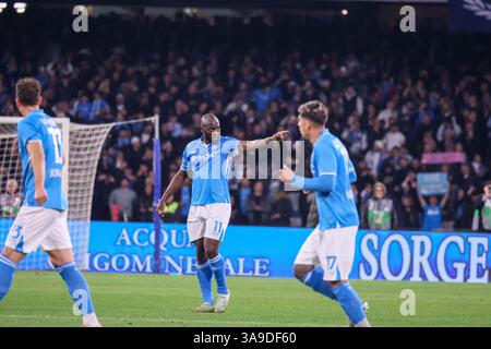 Napoli, Campania, ITALIA. 30 marzo 2025. Durante la partita di calcio del 30/03/2025, valida per il campionato italiano di serie A - 2024/25 a Napoli allo Stadio Diego Armando Maradona tra SSC Napoli vs AC Milan. Nella foto: Obiettivo il Romelu Lukaku della SSC Napoli (Credit Image: © Fabio Sasso/ZUMA Press Wire) SOLO USO EDITORIALE! Non per USO commerciale! Foto Stock