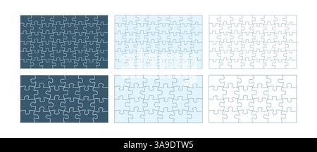 Set di pezzi di puzzle. Puzzle con 24, 48 pezzi. Modello puzzle. Illustrazione Vettoriale