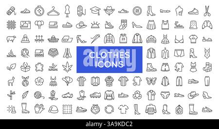Set icone abbigliamento Illustrazione Vettoriale