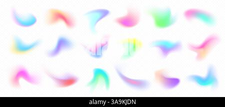 Colorate forme sfumate sfocate, maglie limpide astratte, colori tenui in varie forme. Illustrazione Vettoriale