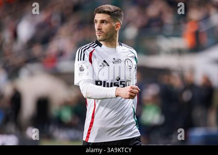 Varsavia, Polonia. 28 marzo 2025. Ruben Vinagre di Legia visto durante la partita polacca di PKO Bank Polski Ekstraklasa League tra Legia Warszawa e Pogon Szczecin al Marshal Jozef Pilsudski Legia Warsaw Municipal Stadium. Punteggio finale; Legia Warszawa 0:0 Pogon Szczecin. Credito: SOPA Images Limited/Alamy Live News Foto Stock