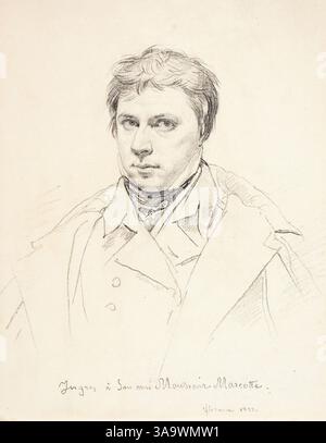 Jean-Auguste-Dominique Ingres (1780-1867), Autoritratto del pittore neoclassico francese a matita, 1822 Foto Stock